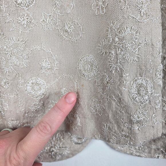 Coldwater Creek Beige Floral Embroidered Linen Blend Two-Button Blazer Size XL - Picture 10 of 10